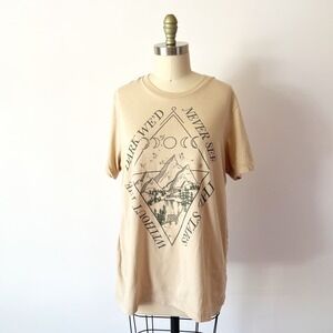 The Bookish Box T-Shirt Tan Twilight Forks‎ Graphic Tee Reader Bookish Large